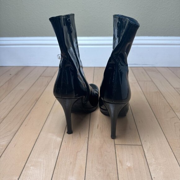 STUART WEITZMAN Women's Apollo Patent Leather Black Ankle Boot Stiletto Size 7.5 - Picture 8 of 13